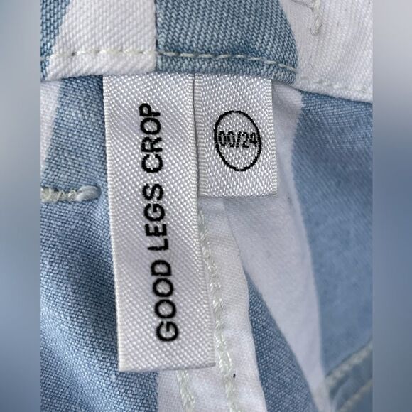 Good American Baby Blue white stipe jeans size 24 - Picture 10 of 13